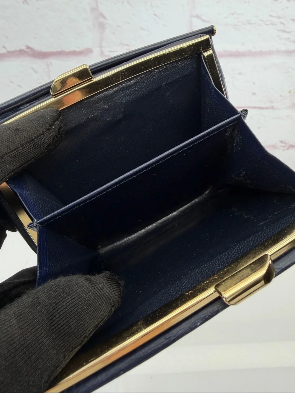 Valentino Garavani Vintage Navy Blue Compact Kisslock Wallet